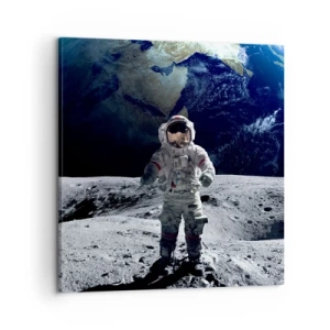 Cuadro sobre lienzo - Impresión de Imagen - Saludos desde la Luna - 60x60 cm