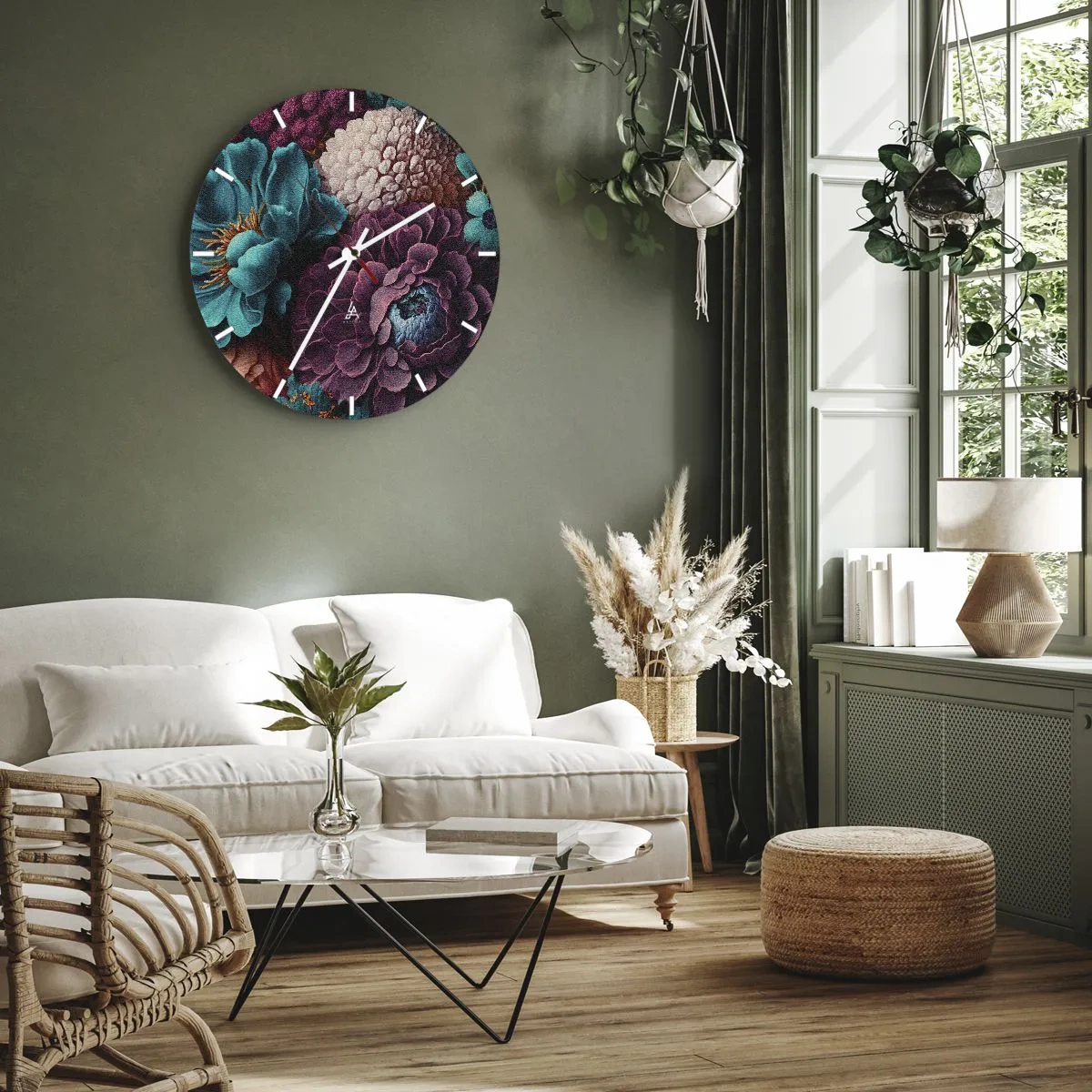 Reloj de pared - Reloj de vidrio - Naturaleza en abundancia - 30x30 cm