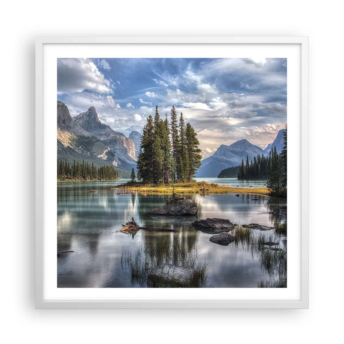 Póster en marco blanco - Sobre el agua cristalina... - 60x60 cm