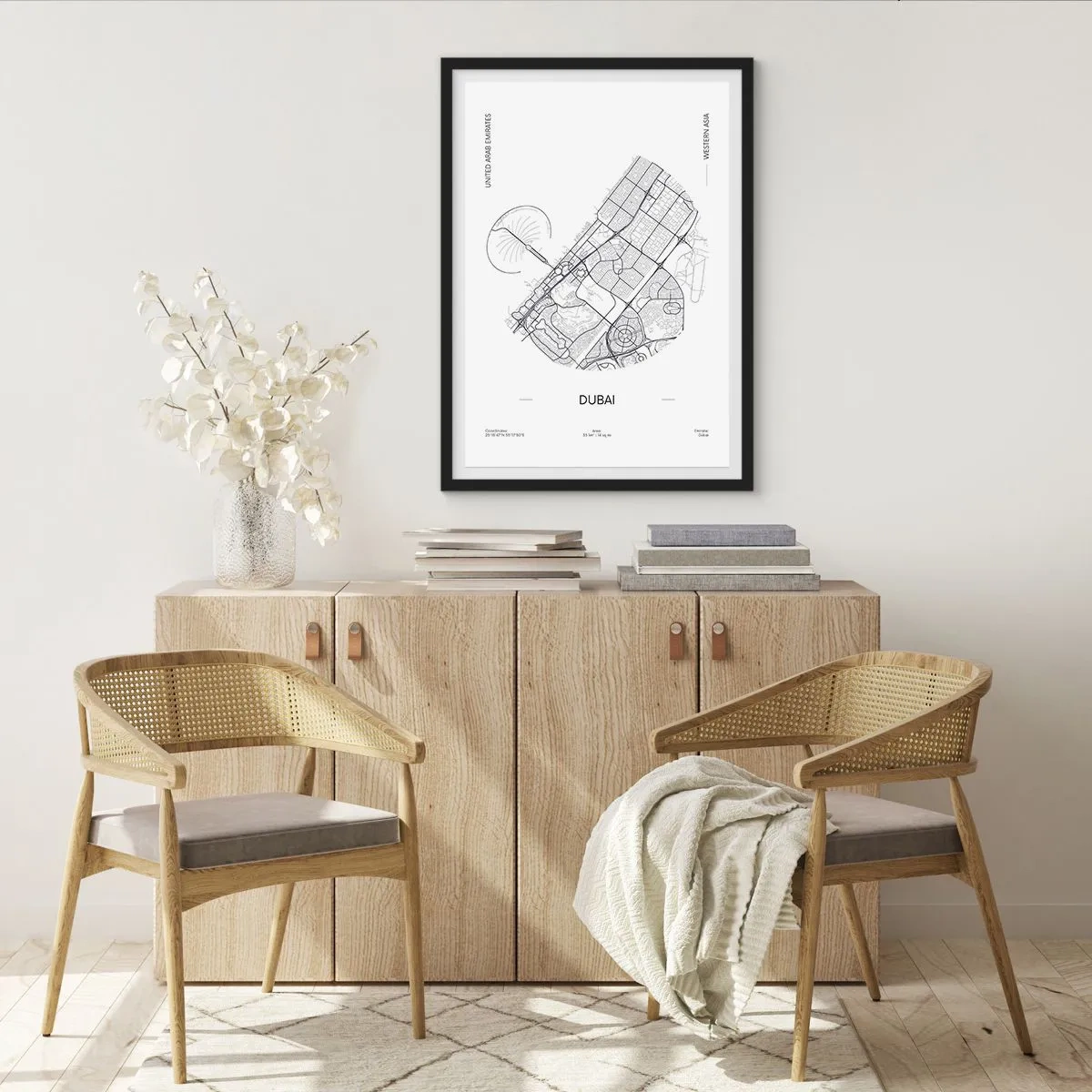 Póster en marco negro - Anatomía de Dubái - 50x70 cm