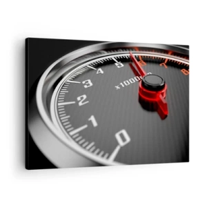 Cuadro sobre lienzo - Impresión de Imagen - Primer plano del tacómetro con la aguja roja - 70x50cm - Pisa a fondo - Decoración de pared moderna para salón y dormitorio ARTTOR