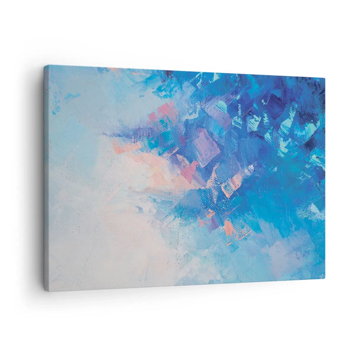 Cuadro sobre lienzo - Impresión de Imagen - Composición abstracta en tonos azules y rosas. - 70x50cm - Abstracción invernal - Decoración de pared moderna para salón y dormitorio ARTTOR