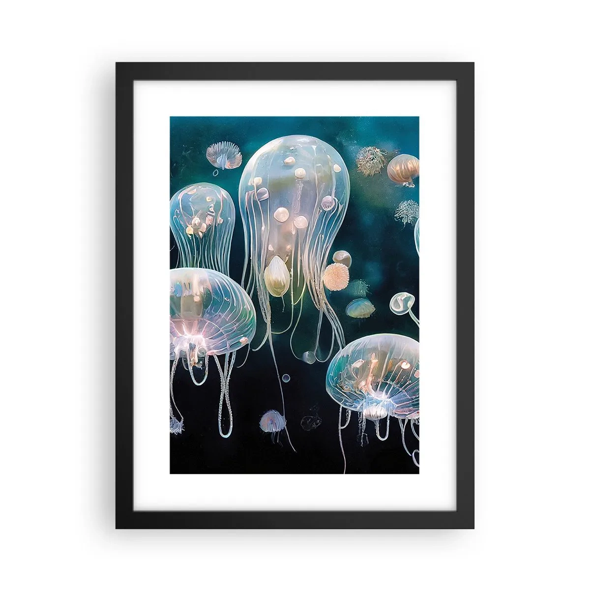 Póster en marco negro - Globos submarinos - 30x40 cm