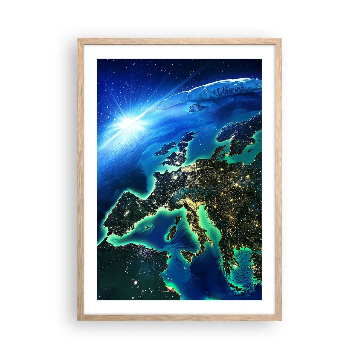Póster en marco roble claro - Una Europa resplandeciente - 50x70 cm