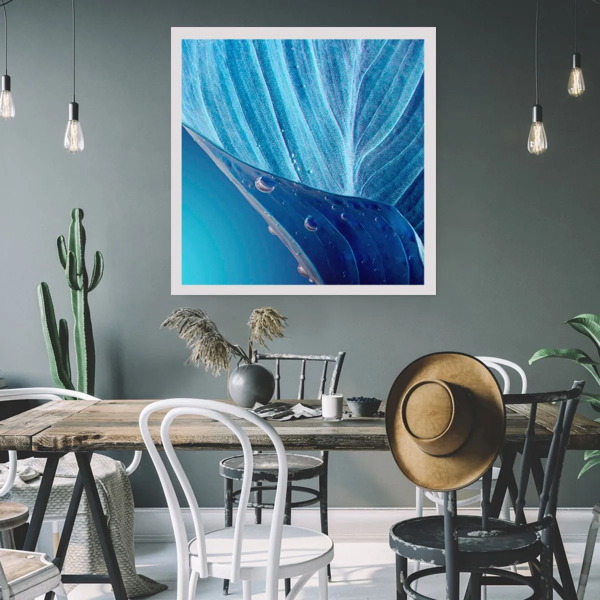 Póster - Gotas ocultas de azul - 60x60 cm