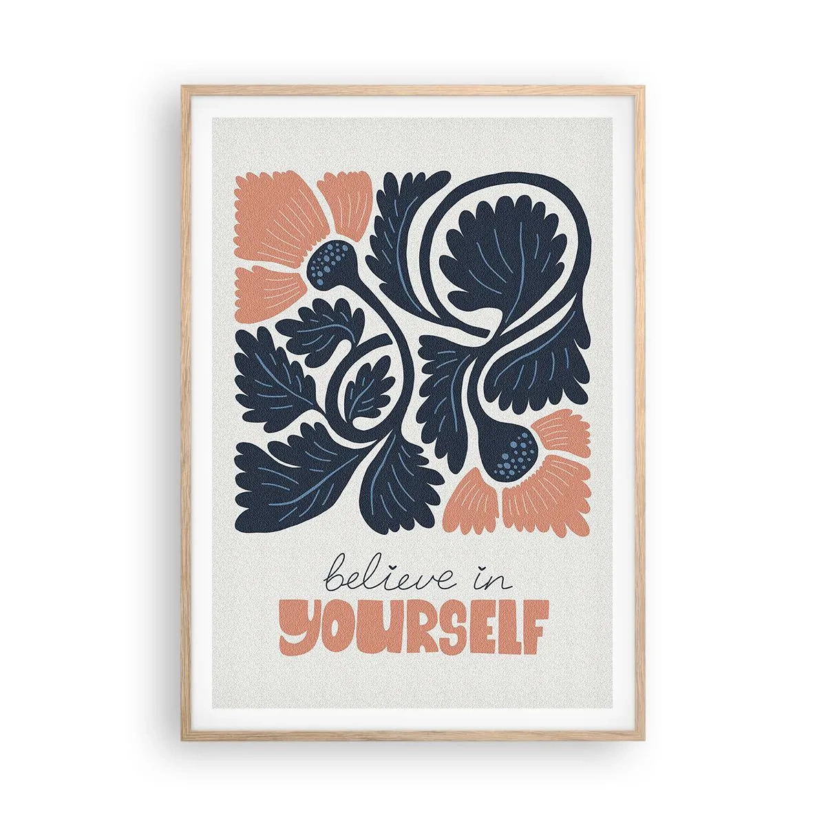 Póster en marco roble claro - Crece y florece - 70x100 cm