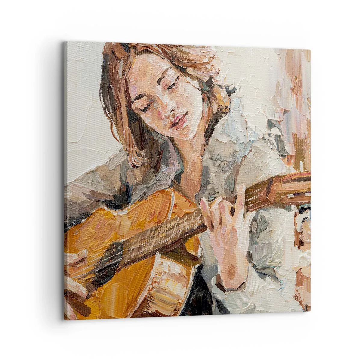 Cuadro sobre lienzo - Impresión de Imagen - Concierto de guitarra y corazón joven - 60x60 cm