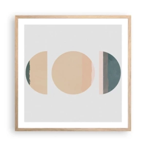 Póster en marco roble claro - Círculo tras círculo - 60x60 cm