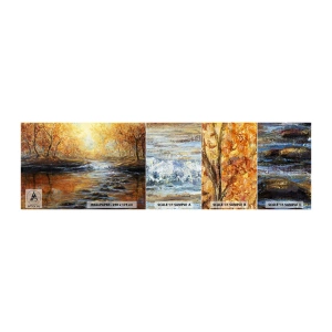 Muestra de fotomural autoadhesivo Deluxe Sticker - Arroyo de oro - Paisaje, Arroyo de montaña, Bosque - 100x30 cm