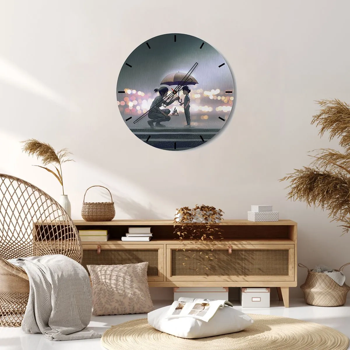 Reloj de pared - Reloj de vidrio - Y todo está bien - 40x40 cm