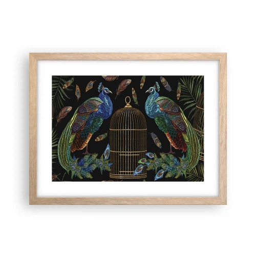 Póster en marco roble claro - Con plumajes reales - 40x30 cm