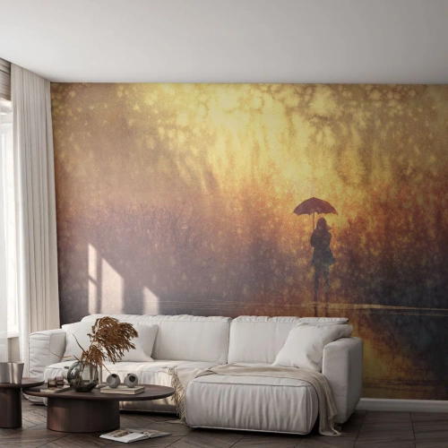 Fotomural Autadhesivo Deluxe Sticker - Siento que alguien me mira - Abstracción, Mujer, Caminar en la lluvia - 100x70 cm