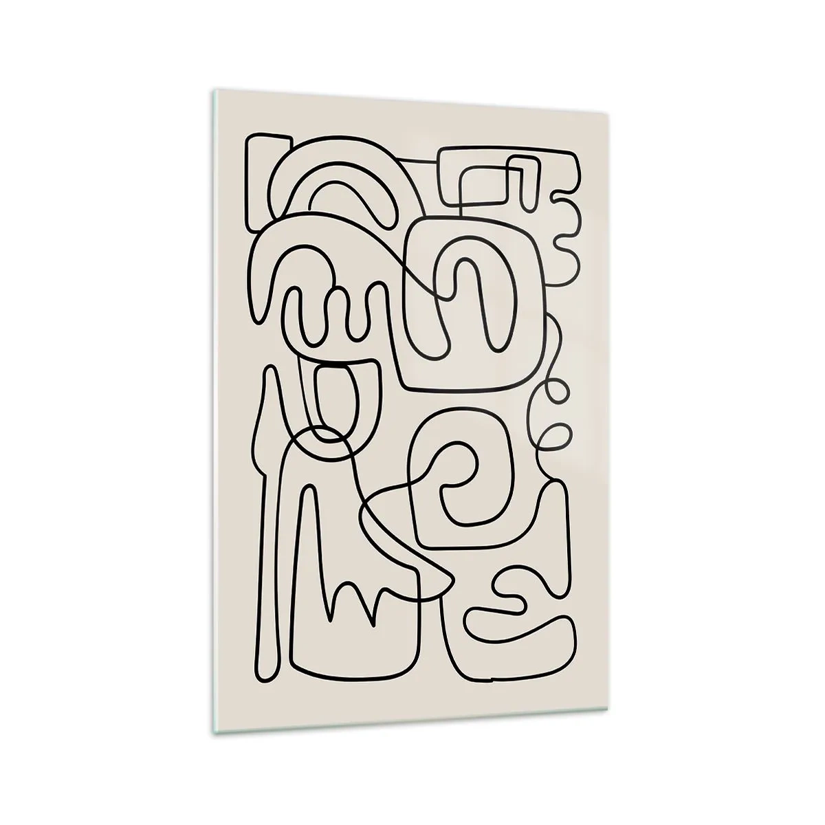 Cuadro sobre vidrio - Impresiones sobre Vidrio - Patrón de arte lineal abstracto en negro sobre un fondo claro - 70x100cm - El camino correcto - Decoración de pared moderna para salón y dormitorio ARTTOR