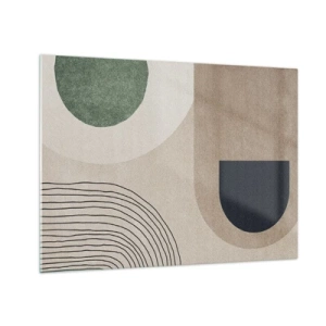 Cuadro sobre vidrio - Impresiones sobre Vidrio - Figuras geométricas abstractas en colores tenues - 70x50cm - La delicadeza de un óvalo - Decoración de pared moderna para salón y dormitorio ARTTOR