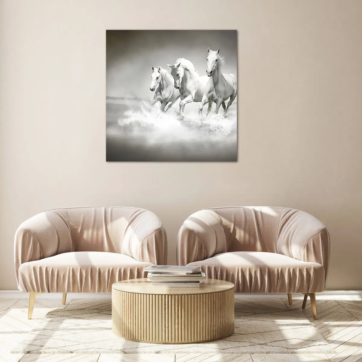 Cuadro sobre vidrio - Impresiones sobre Vidrio - Locura blanca - 50x50 cm