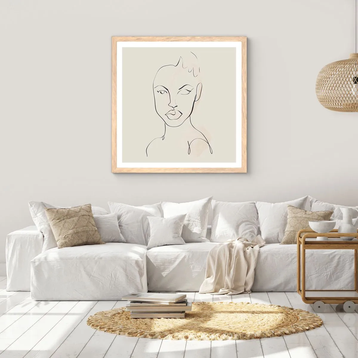 Póster en marco roble claro - Un esbozo de sensualidad - 40x40 cm
