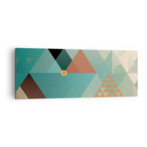 Cuadro sobre lienzo - Impresión de Imagen - Patrones geométricos en tonos turquesa y marrón. - 140x50cm - Uno para todos y todos para uno - Decoración de pared moderna para salón y dormitorio ARTTOR