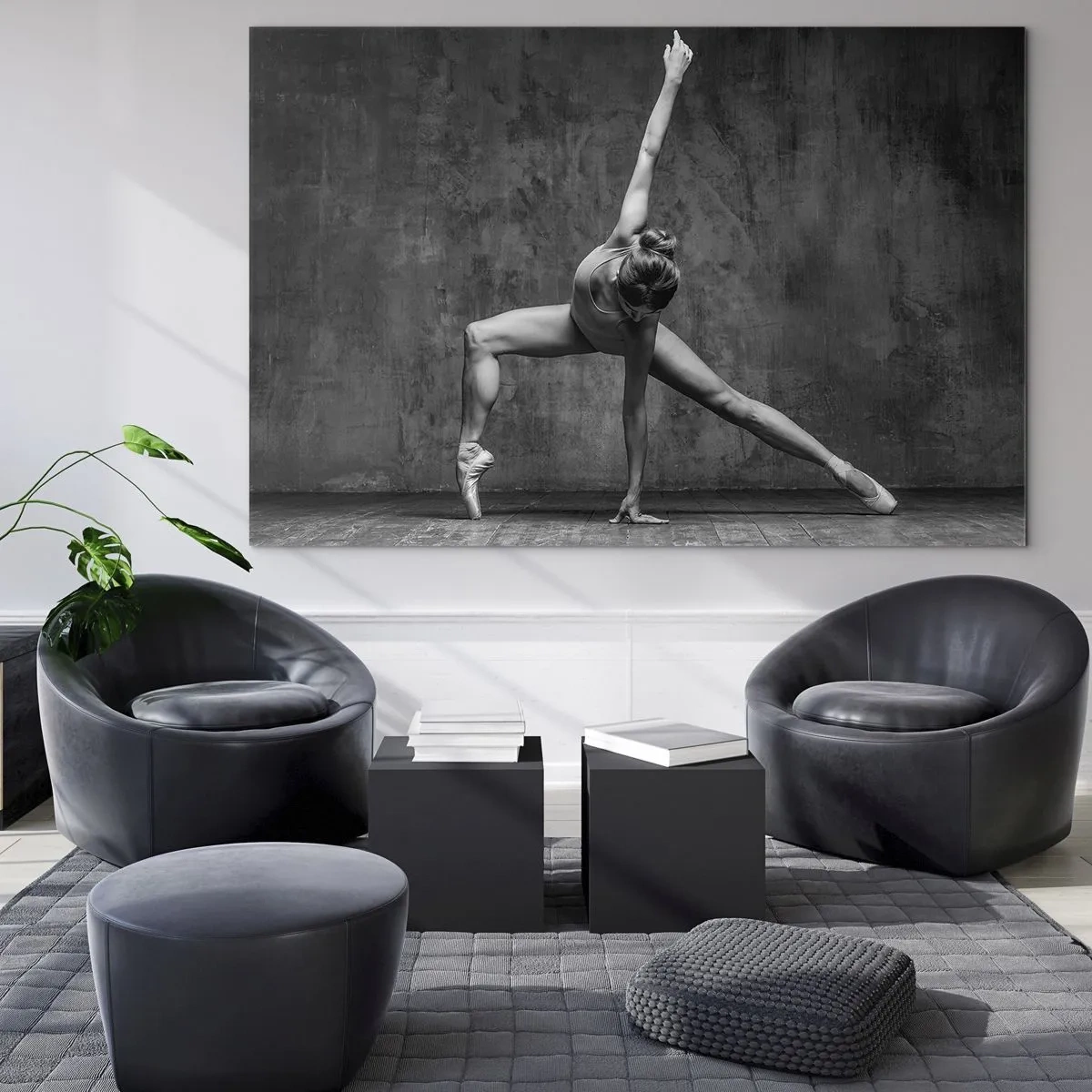 Cuadro sobre vidrio - Impresiones sobre Vidrio - Una bailarina en pose artística. - 100x70cm - Equilibrio perfecto - Decoración de pared moderna para salón y dormitorio ARTTOR
