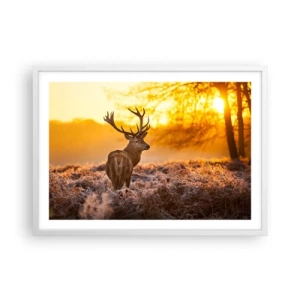 Póster en marco blanco - Rey del bosque de otoño - 70x50 cm