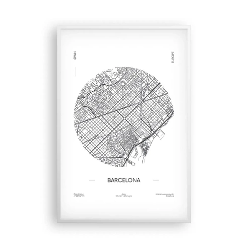 Póster en marco blanco - Anatomía de Barcelona - 61x91 cm