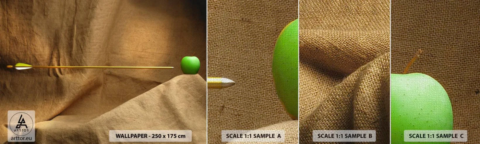 Muestra de fotomural Premium Canvas - Evocar el espíritu de Wilhelm Tell - Gráficos, Abstracción, Flecha de tiro con arco - 100x30 cm