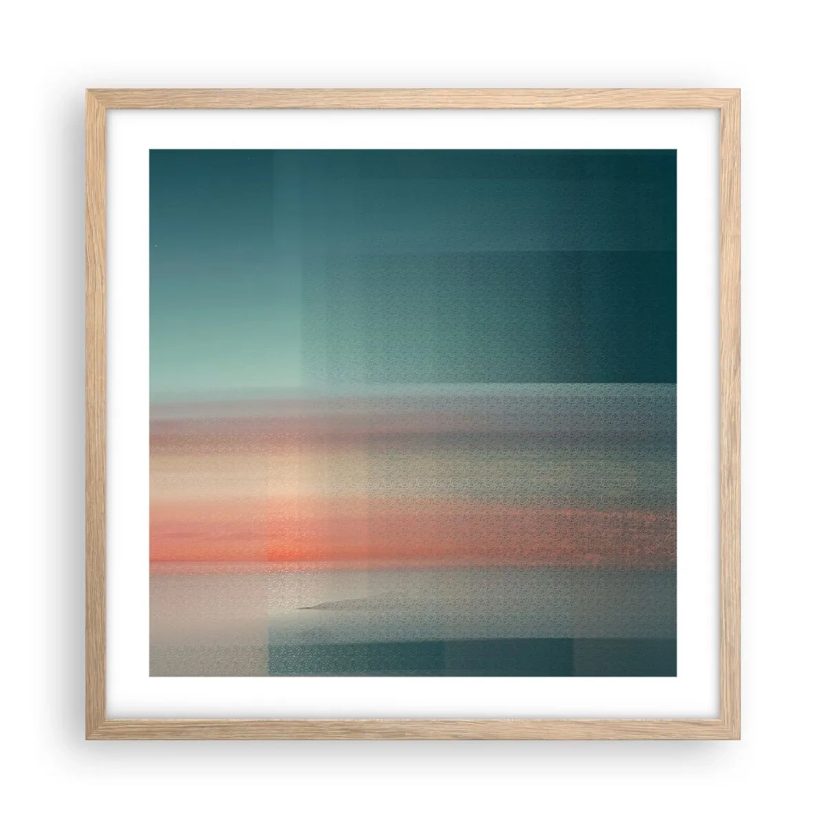 Póster en marco roble claro - Abstracción: ondas de luz - 50x50 cm