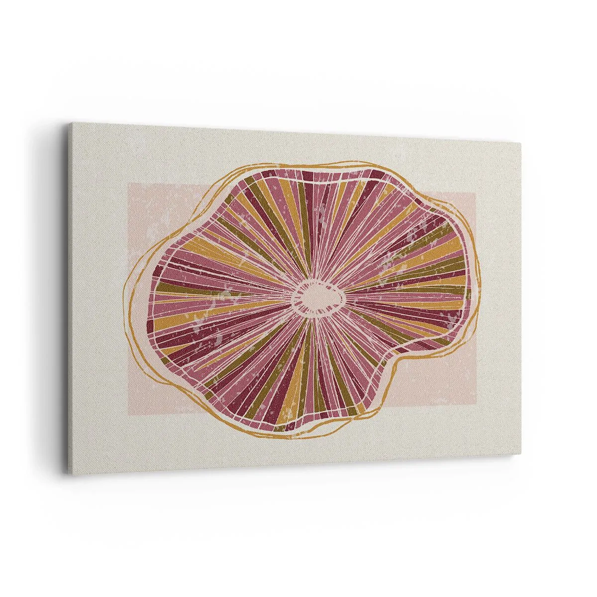 Cuadro sobre lienzo - Impresión de Imagen - Patrón abstracto de rodajas de árbol en tonos rosados - 100x70cm - Abstracción radiante - Decoración de pared moderna para salón y dormitorio ARTTOR