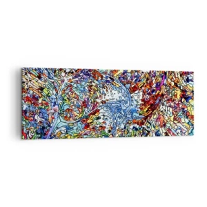 Cuadro sobre lienzo - Impresión de Imagen - Un patrón abstracto colorido inspirado en la naturaleza. - 140x50cm - Vidriera - Decoración de pared moderna para salón y dormitorio ARTTOR