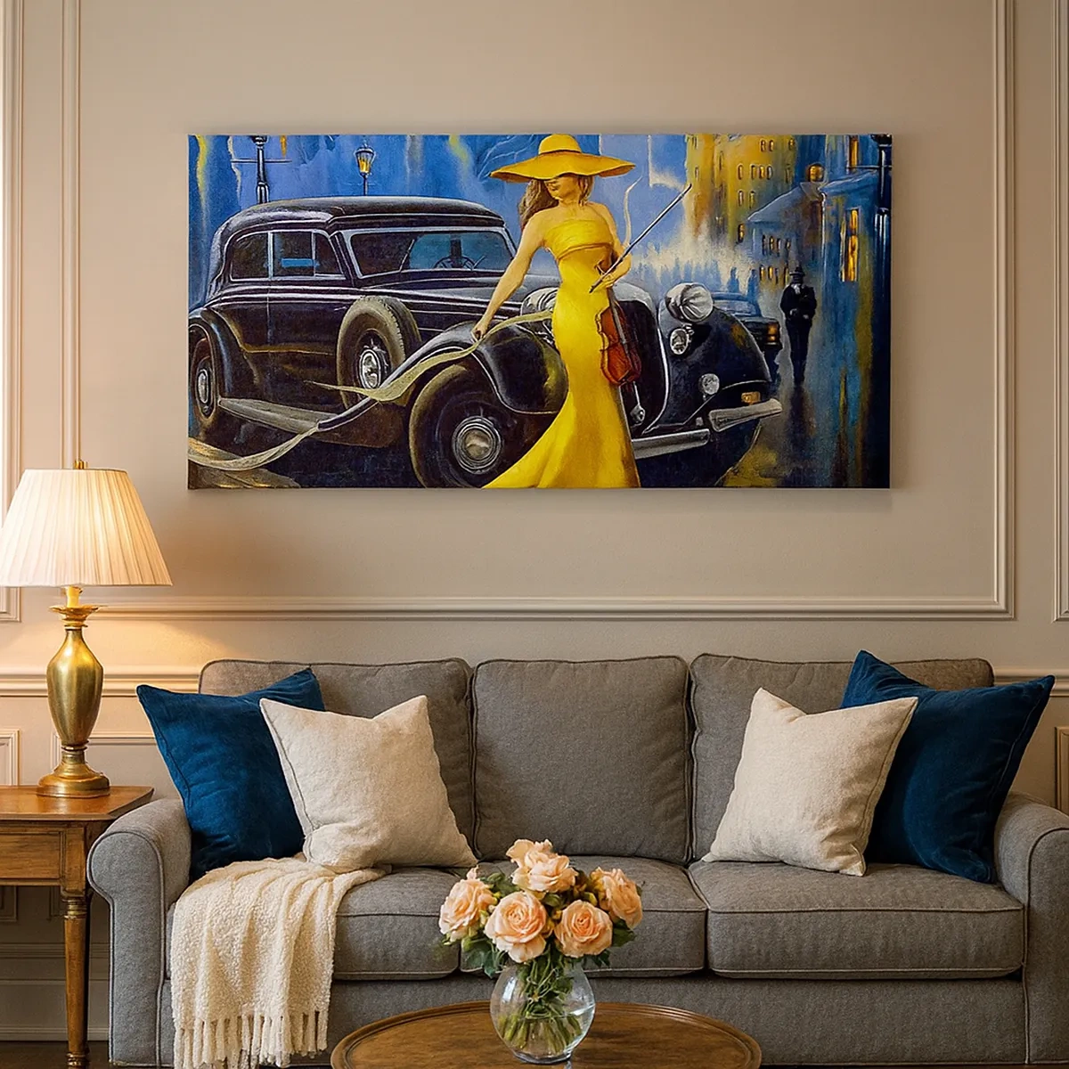 Cuadro sobre lienzo - Impresión de Imagen - Noche de violín y pasión - 30x30 cm