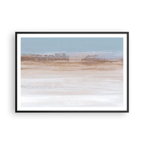 Póster en marco negro - Un paisaje sutil en tonos pastel de azul y beige. - 100x70cm - Paisaje ambiguo - Decoración de pared moderna para salón y dormitorio ARTTOR