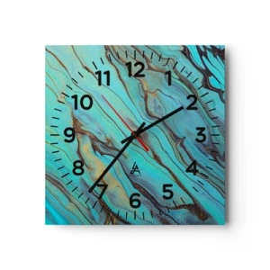 Reloj de pared - Reloj de vidrio - Marea turquesa - 40x40 cm