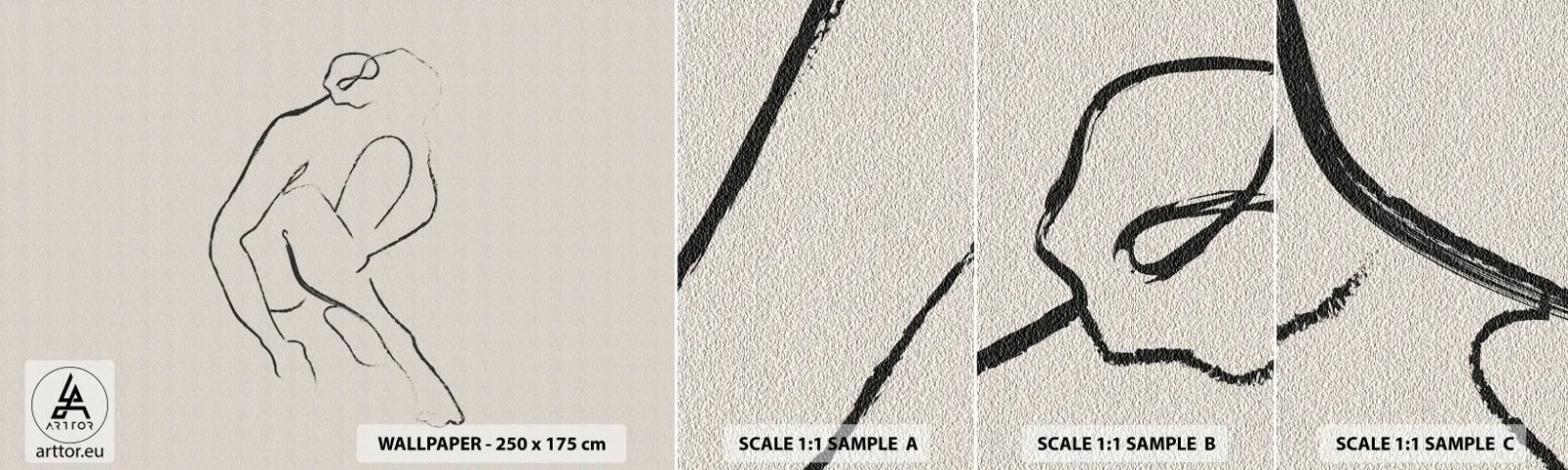 Muestra de fotomural autoadhesivo Deluxe Sticker - Boceto íntimo - Minimalismo, Acto, Mujer - 100x30 cm