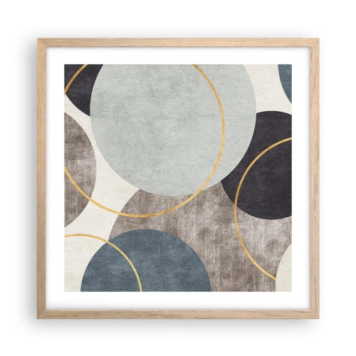 Póster en marco roble claro - Círculo tras círculo - 50x50 cm