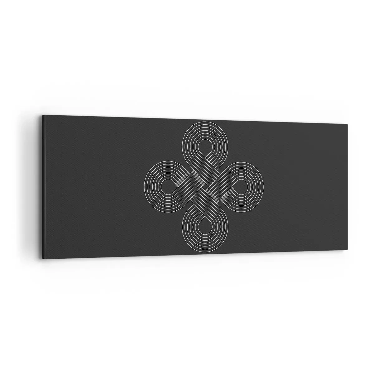 Cuadro sobre lienzo - Impresión de Imagen - Patrón celta en estilo minimalista sobre fondo negro. - 120x50cm - El espíritu celta - Decoración de pared moderna para salón y dormitorio ARTTOR