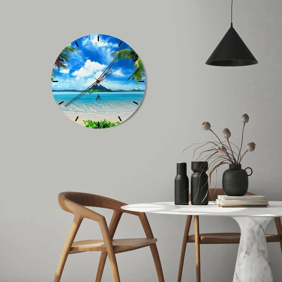 Reloj de pared - Reloj de vidrio - El azul de los trópicos - 30x30 cm
