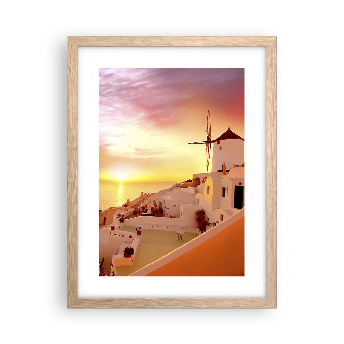 Póster en marco roble claro - Blanco y dorado - 30x40 cm