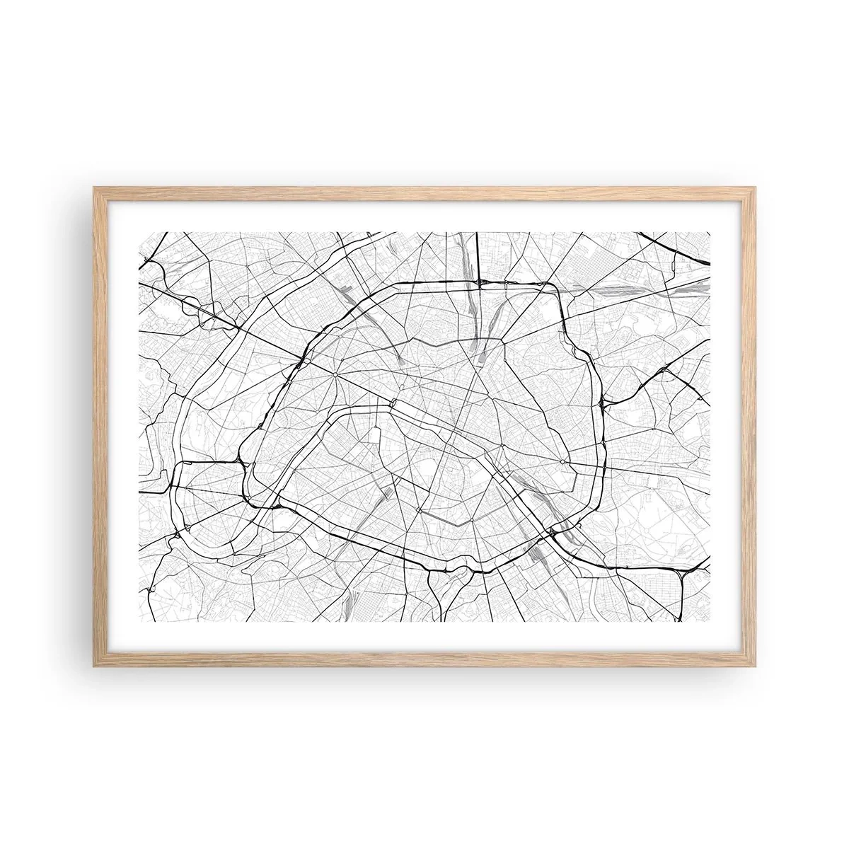 Póster en marco roble claro - Flor de París - 70x50 cm
