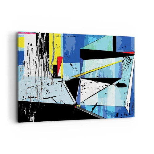 Cuadro sobre lienzo - Impresión de Imagen - Composición geométrica abstracta en colores vivos. - 100x70cm - Mirando el mundo desde un ángulo distinto - Decoración de pared moderna para salón y dormitorio ARTTOR