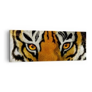 Cuadro sobre lienzo - Impresión de Imagen - Retrato en primer plano de un tigre con una mirada intensa. - 140x50cm - Amenazante y hermoso - Decoración de pared moderna para salón y dormitorio ARTTOR