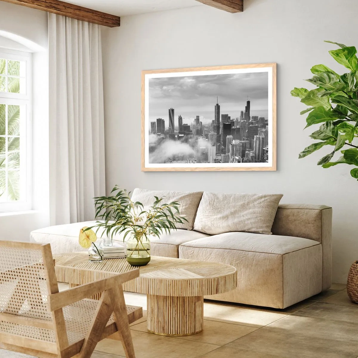 Póster en marco roble claro - Paisaje americano - 50x40 cm