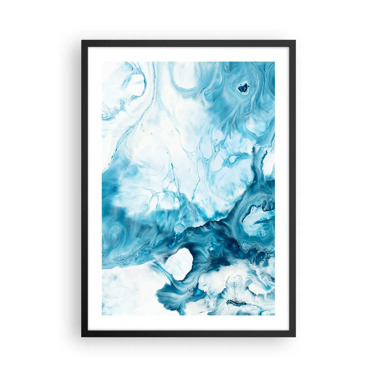 Póster en marco negro - Composición abstracta en tonos azules y blancos. - 50x70cm - Un concierto azul - Decoración de pared moderna para salón y dormitorio ARTTOR