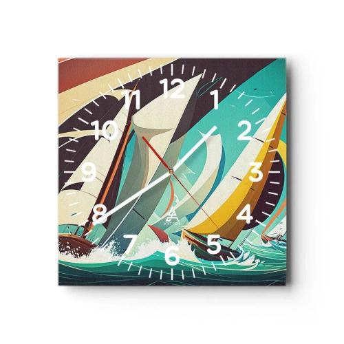 Reloj de pared - Reloj de vidrio - Afrontar los elementos - 40x40 cm