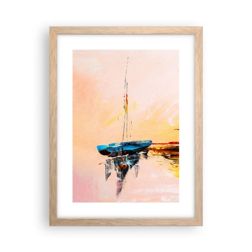 Póster en marco roble claro - Atardecer en el puerto deportivo - 30x40 cm