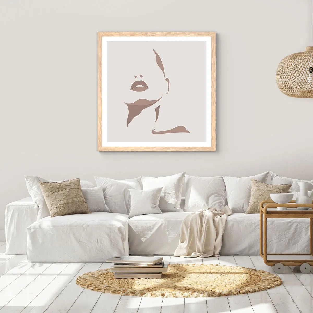 Póster en marco roble claro - Creación a partir de la luz y la sombra - 60x60 cm