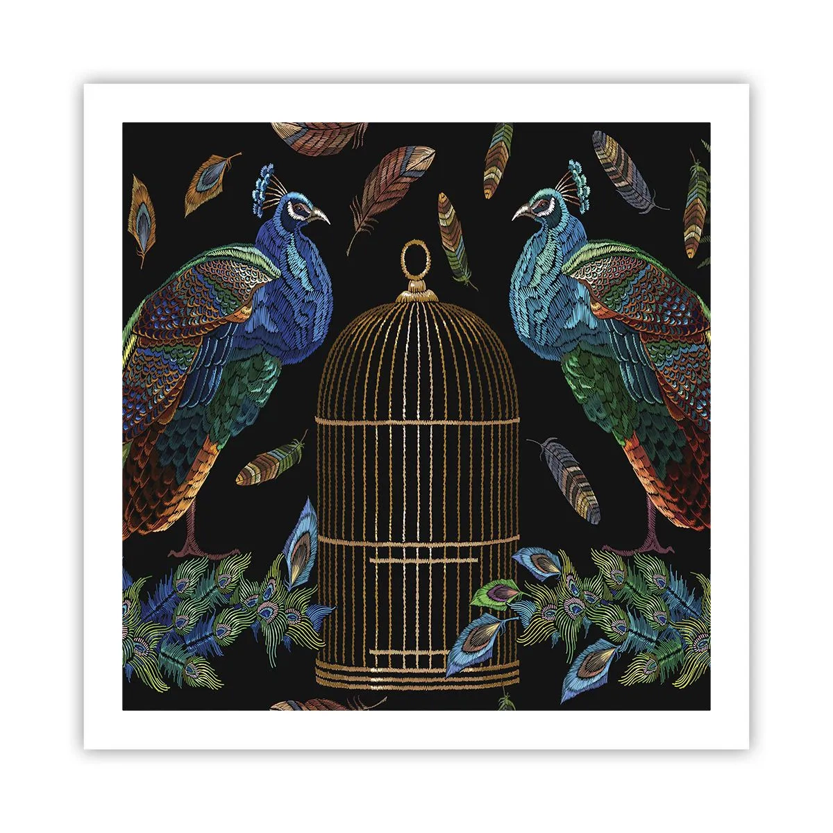 Póster - Con plumajes reales - 60x60 cm