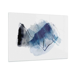Cuadro sobre vidrio - Impresiones sobre Vidrio - Composición abstracta en tonos azules - 100x70cm - Montaña helada - Decoración de pared moderna para salón y dormitorio ARTTOR