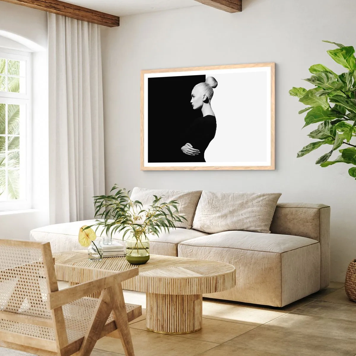 Póster en marco roble claro - Simplemente femenina - 100x70 cm