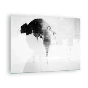 Cuadro sobre vidrio - Impresiones sobre Vidrio - Silueta de una mujer con elementos arquitectónicos al fondo - 70x50cm - A ambos lados del cristal - Decoración de pared moderna para salón y dormitorio ARTTOR