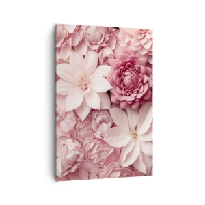Cuadro sobre lienzo - Impresión de Imagen - Flores en tonos rosa y blanco en un enfoque artístico. - 70x100cm - Entre pétalos rosas - Decoración de pared moderna para salón y dormitorio ARTTOR