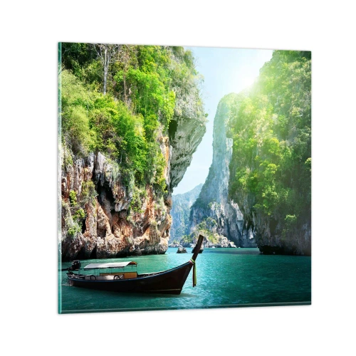 Cuadro sobre vidrio - Impresiones sobre Vidrio - Una invitación a un viaje exótico - 30x30 cm